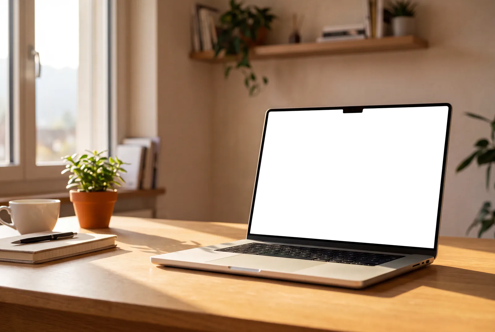 The payroll app on a laptop on a wooden desk