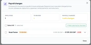 Payroll changes against the previous payslip