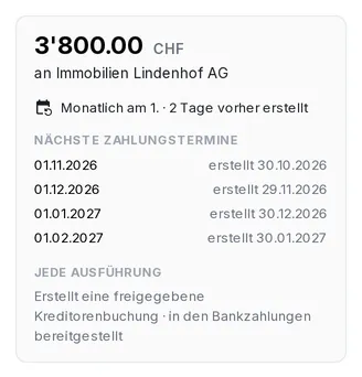 Zusammenfassung mit den nächsten Zahlungsterminen